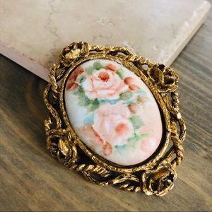 Vintage THELMA SKELTON Ceramic Floral Brooch